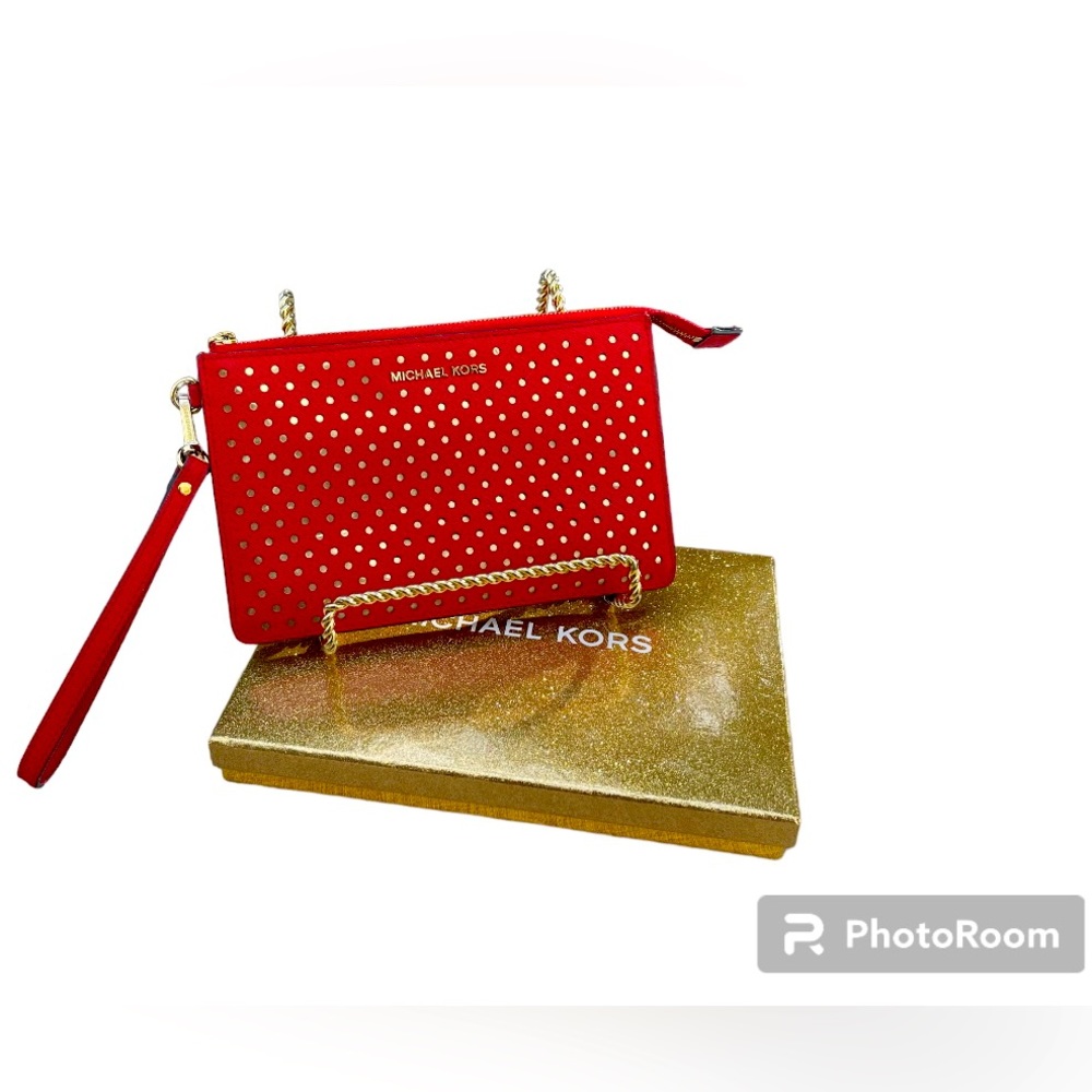 Michael Kors Red & Gold Zipper Wristlette